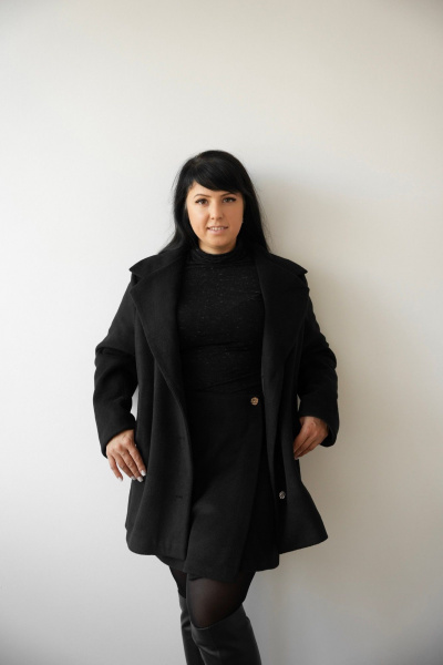 Юбка на запах из теплой ткани для повседневной SK Brand SK7200 черный - фото 3