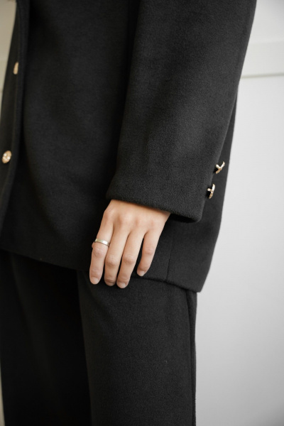 Жакет удлиненный прямой стиль на каждый день из вискозы SK Brand SK7201 черный - фото 13