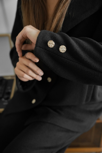 Жакет удлиненный прямой стиль на каждый день из вискозы SK Brand SK7201 черный - фото 12