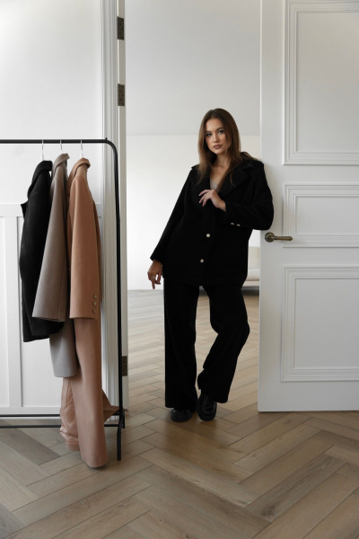 Жакет удлиненный прямой стиль на каждый день из вискозы SK Brand SK7201 черный - фото 9