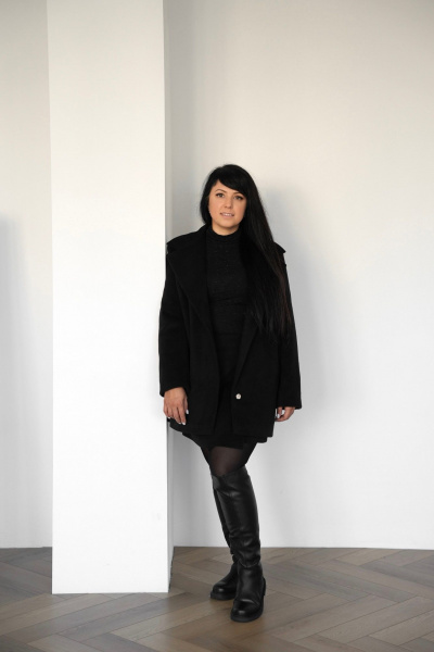 Жакет удлиненный прямой стиль на каждый день из вискозы SK Brand SK7201 черный - фото 1