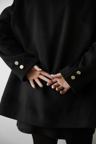 Жакет удлиненный прямой стиль на каждый день из вискозы SK Brand SK7201 черный - фото 2