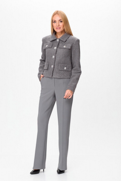 Комплект брюки и жакет из текстиля с рельефами Gamma Gracia 804 серый - фото 2