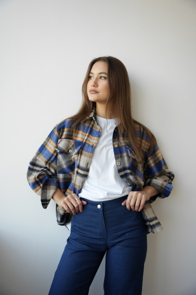 Брюки джинсовые прямого кроя с карманами SK Brand SK7204 синий - фото 4