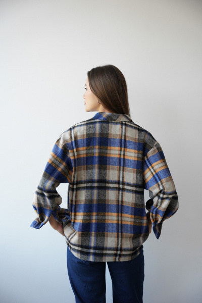 Рубашка из вискозы в клетку на каждый день SK Brand SK7205 клетка_синий - фото 5