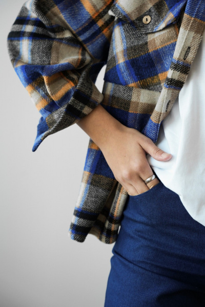 Рубашка из вискозы в клетку на каждый день SK Brand SK7205 клетка_синий - фото 4