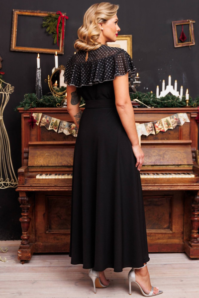 Черное нарядное коктейльное платье из шифона Мода Юрс 2693 черный - фото 8