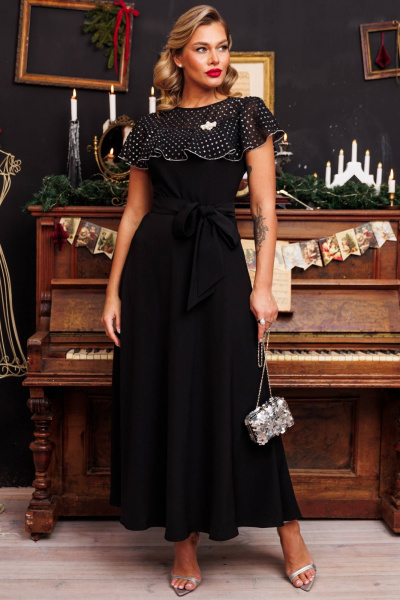 Черное нарядное коктейльное платье из шифона Мода Юрс 2693 черный - фото 1