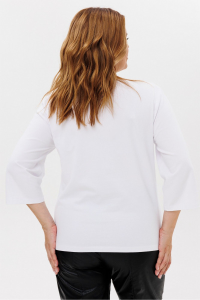 Джемпер с принтом и рукавом 3/4 из трикотажа хлопка Rumoda 2239 белый - фото 6