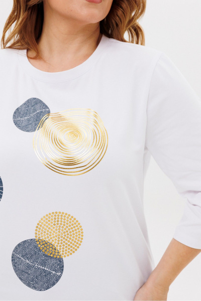 Джемпер с принтом и рукавом 3/4 из трикотажа хлопка Rumoda 2239 белый - фото 5