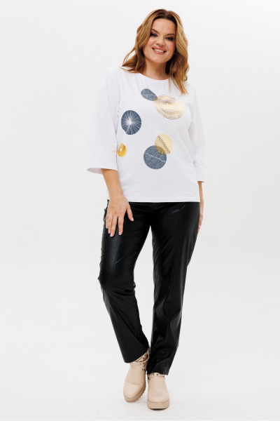 Джемпер с принтом и рукавом 3/4 из трикотажа хлопка Rumoda 2239 белый - фото 3