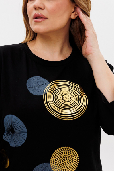 Джемпер с принтом змеи из трикотажа хлопка Rumoda 2239 черный - фото 5