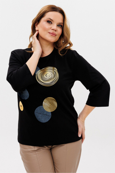 Джемпер с принтом змеи из трикотажа хлопка Rumoda 2239 черный - фото 4