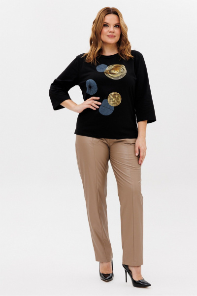 Джемпер с принтом змеи из трикотажа хлопка Rumoda 2239 черный - фото 2