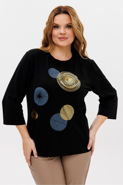 Джемпер с принтом змеи из трикотажа хлопка Rumoda 2239 черный - фото 1