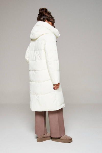 Пальто стеганое прямого силуэта из текстиля Beautiful&Free 6293 ваниль - фото 9