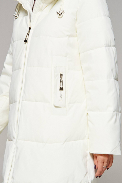 Пальто стеганое прямого силуэта из текстиля Beautiful&Free 6293 ваниль - фото 4