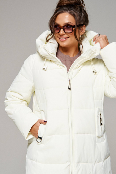 Пальто стеганое прямого силуэта из текстиля Beautiful&Free 6293 ваниль - фото 3