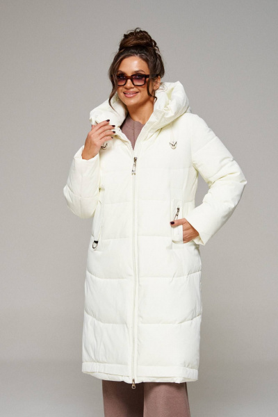 Пальто стеганое прямого силуэта из текстиля Beautiful&Free 6293 ваниль - фото 2