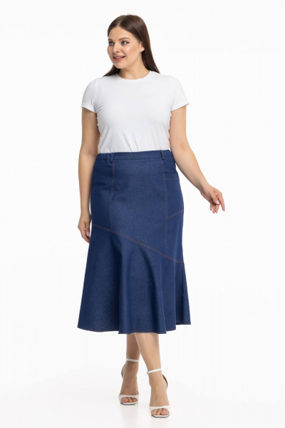 Джинсовая юбка с расширением из клиньев в летнем стиле Avila 0980 темно-синий - фото 2
