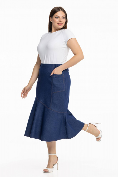Джинсовая юбка с расширением из клиньев в летнем стиле Avila 0980 темно-синий - фото 3