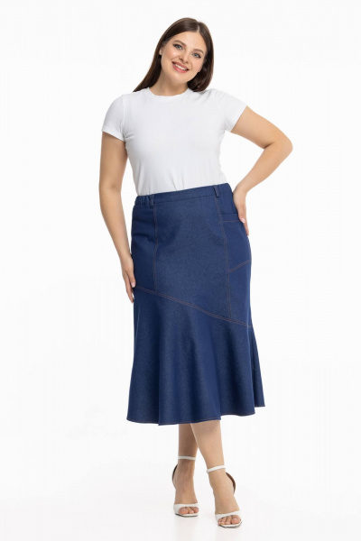 Джинсовая юбка с расширением из клиньев в летнем стиле Avila 0980 темно-синий - фото 4