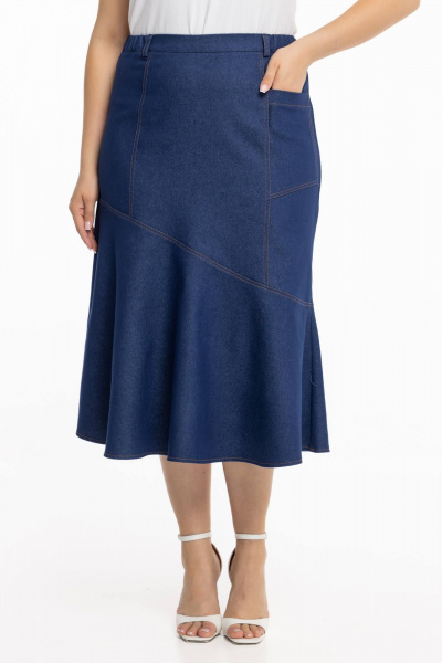 Джинсовая юбка с расширением из клиньев в летнем стиле Avila 0980 темно-синий - фото 7