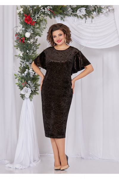 Платье из бархата с бусиновым декором и разрезом Mira Fashion 5510 - фото 1