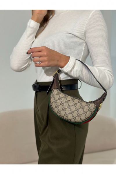 Брюки палаццо из текстиля для делового образа THE.WOMAN 0257 хаки - фото 2