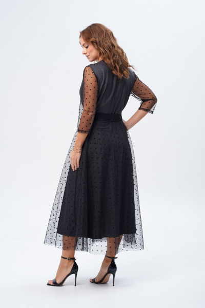 Платье с юбкой и съемной деталью из текстильных тканей TVIN 7827 графит - фото 11