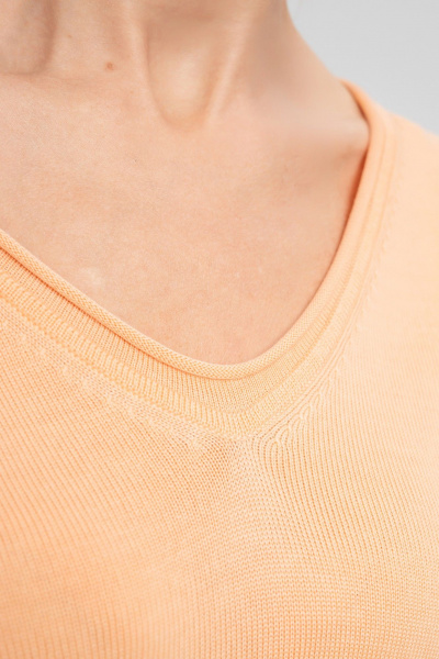 Джемпер оранжевый из кашемира и мериноза с рельефом AREOLA 10456 абрикос - фото 9