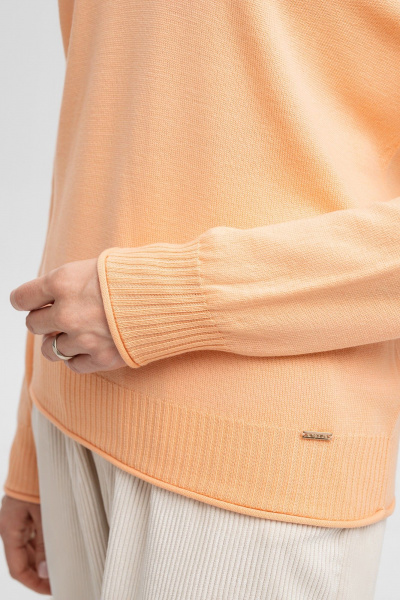 Джемпер оранжевый из кашемира и мериноза с рельефом AREOLA 10456 абрикос - фото 8