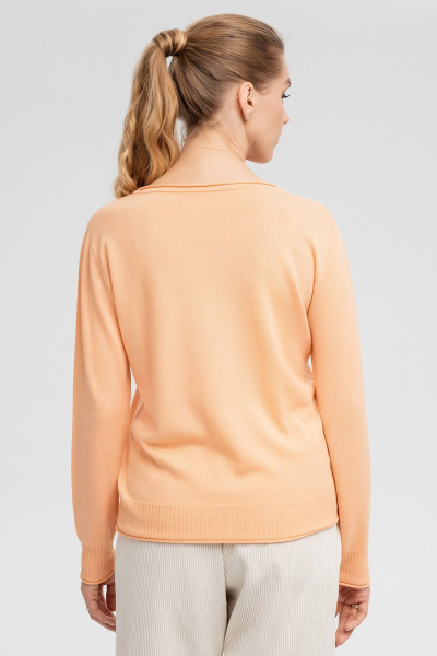 Джемпер оранжевый из кашемира и мериноза с рельефом AREOLA 10456 абрикос - фото 7