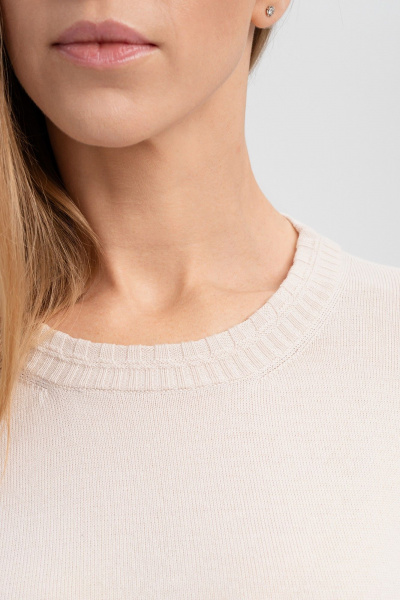Джемпер молочный облегающий с круглым вырезом AREOLA 10457 брюле - фото 13
