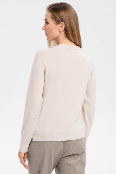 Джемпер молочный облегающий с круглым вырезом AREOLA 10457 брюле - фото 12