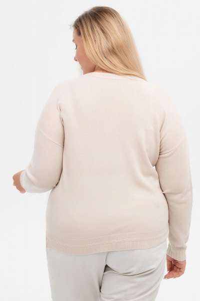 Джемпер молочный облегающий с круглым вырезом AREOLA 10457 брюле - фото 10