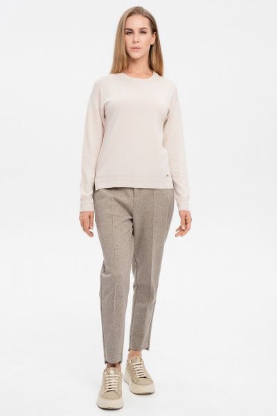 Джемпер молочный облегающий с круглым вырезом AREOLA 10457 брюле - фото 7