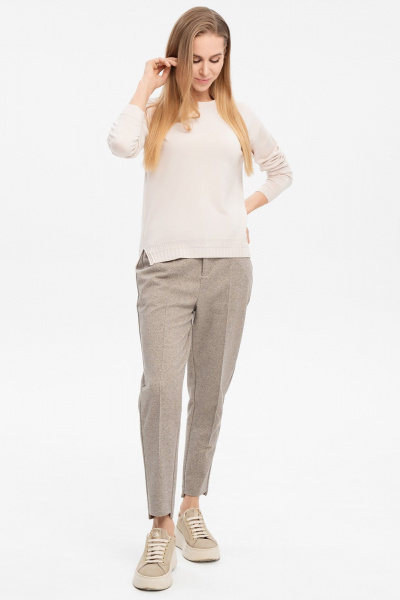 Джемпер молочный облегающий с круглым вырезом AREOLA 10457 брюле - фото 3