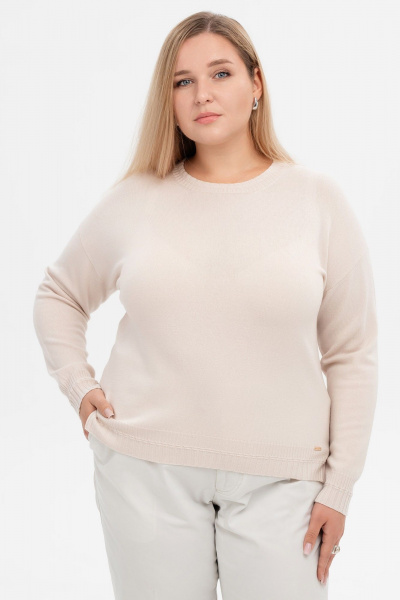 Джемпер молочный облегающий с круглым вырезом AREOLA 10457 брюле - фото 2