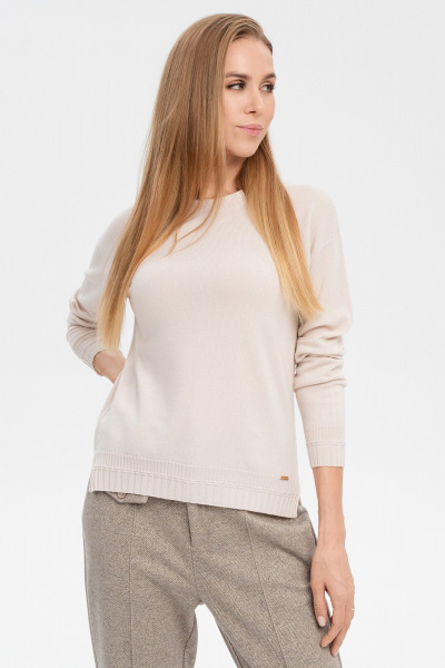 Джемпер молочный облегающий с круглым вырезом AREOLA 10457 брюле - фото 1
