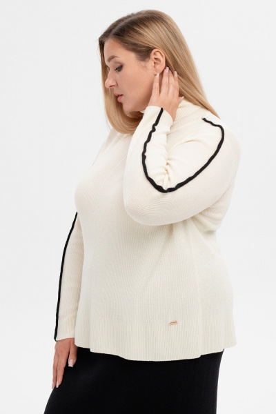 Джемпер свободный из шерстяной итальянской пряжи AREOLA 10460 жемчуг - фото 10