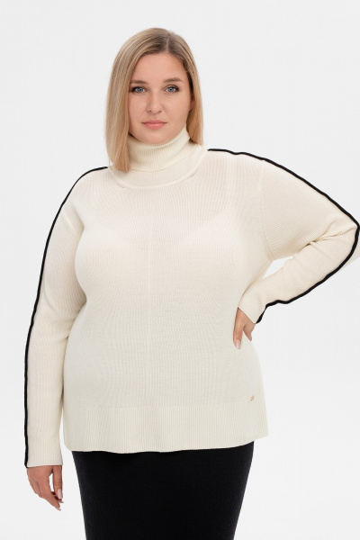 Джемпер свободный из шерстяной итальянской пряжи AREOLA 10460 жемчуг - фото 8