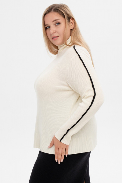 Джемпер свободный из шерстяной итальянской пряжи AREOLA 10460 жемчуг - фото 6