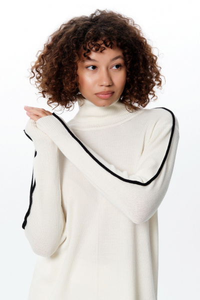 Джемпер свободный из шерстяной итальянской пряжи AREOLA 10460 жемчуг - фото 5