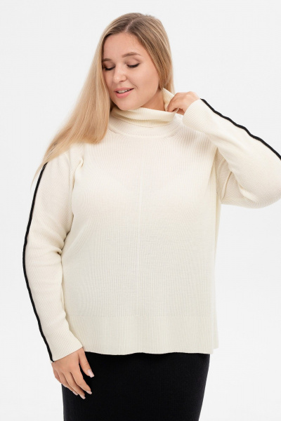 Джемпер свободный из шерстяной итальянской пряжи AREOLA 10460 жемчуг - фото 2