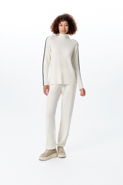 Джемпер свободный из шерстяной итальянской пряжи AREOLA 10460 жемчуг - фото 1