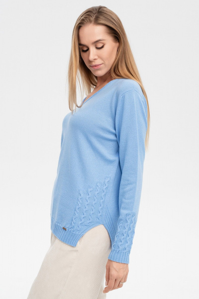 Джемпер с V-образным вырезом из кашемира AREOLA 10462 незабудка - фото 11