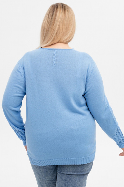 Джемпер с V-образным вырезом из кашемира AREOLA 10462 незабудка - фото 10