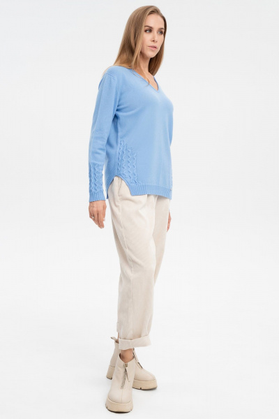 Джемпер с V-образным вырезом из кашемира AREOLA 10462 незабудка - фото 9