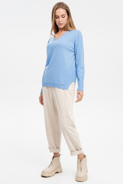 Джемпер с V-образным вырезом из кашемира AREOLA 10462 незабудка - фото 7